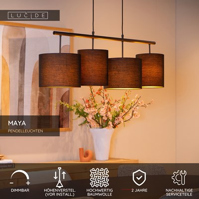 Lucide MAYA - Pendelleuchten - 4xE27 - Schwarz